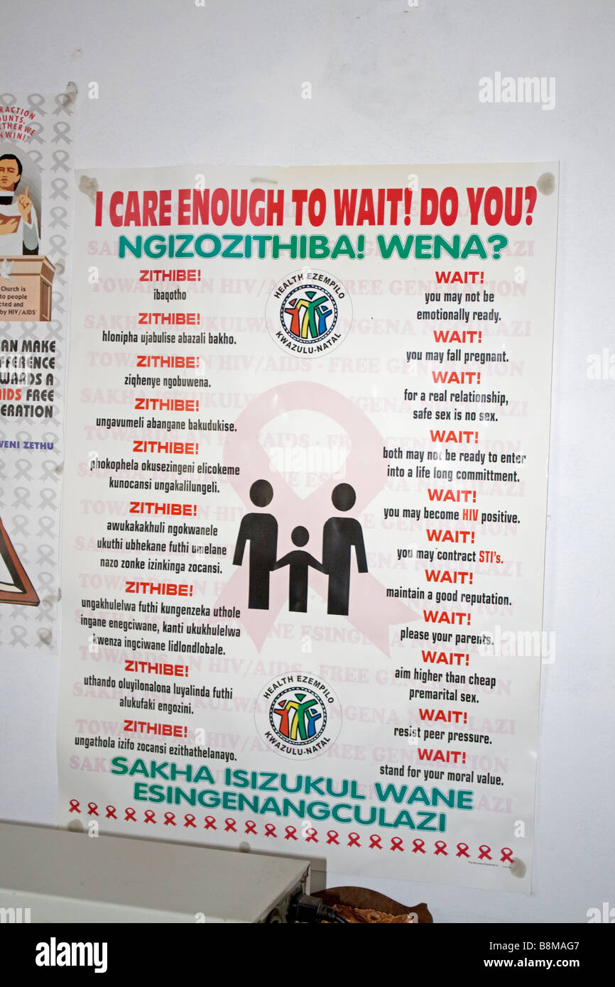 AIDS poster ho cura sufficiente aspettare ti Sud Africa Foto Stock