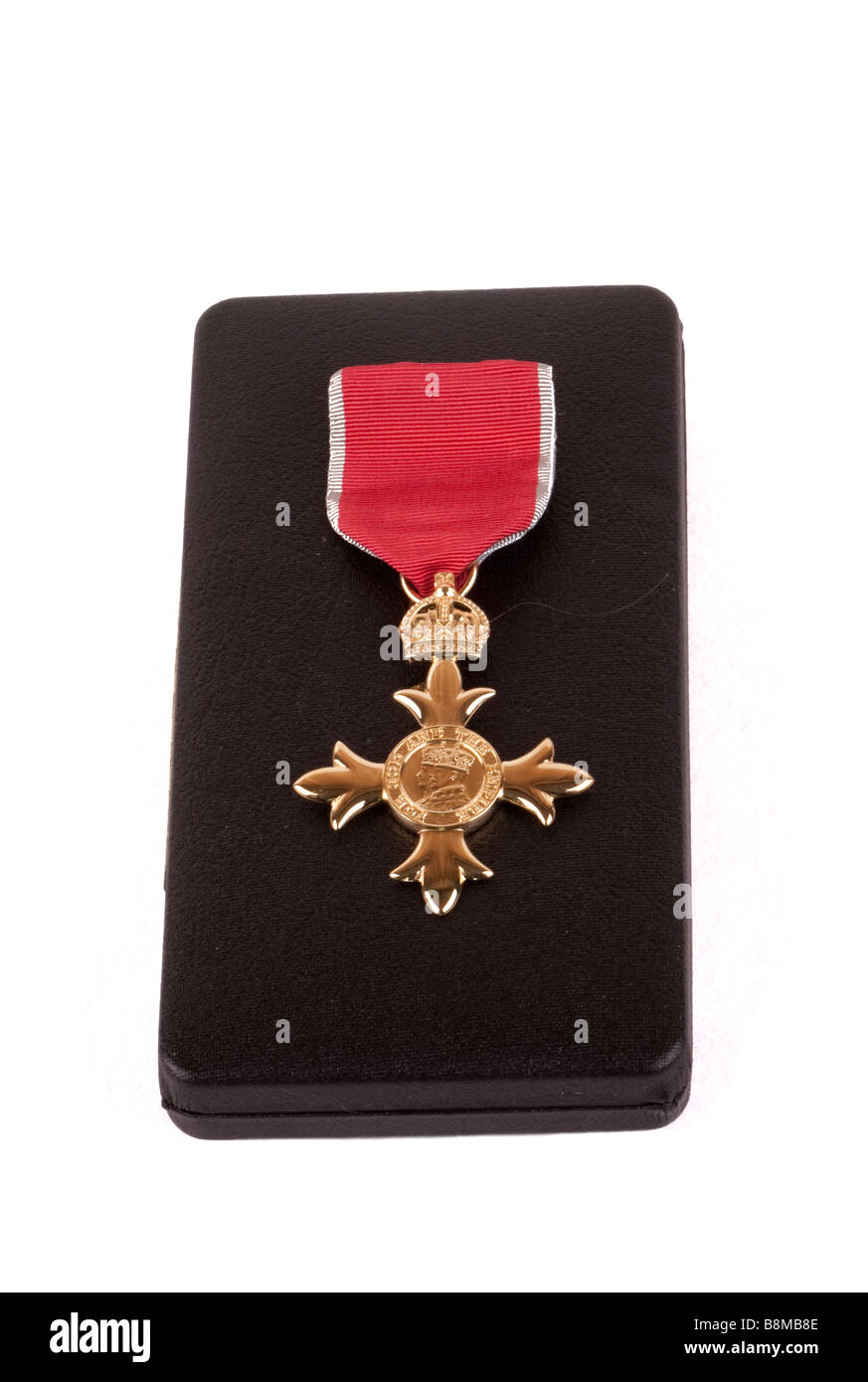 L'ordine dell'Impero Britannico OBE Honours Award medaglia emblema e nastro e box presentazione REGNO UNITO Foto Stock