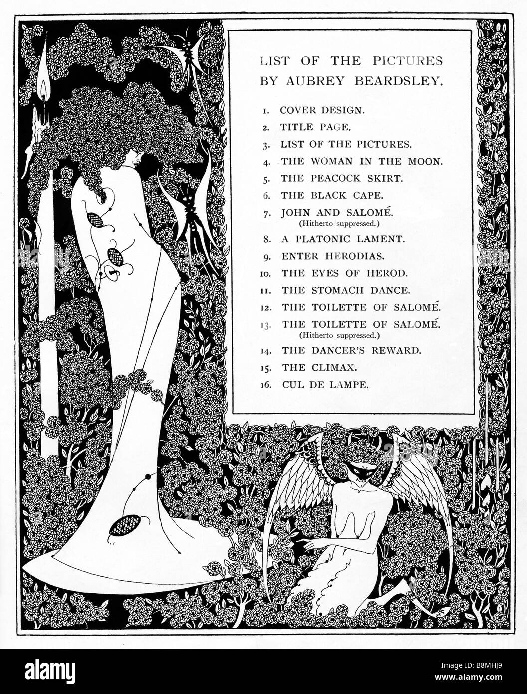 Aubrey Beardsley Salomè elenco di immagini contenuto pagina per le illustrazioni nel 1904 Edition del gioco di Oscar Wilde Foto Stock
