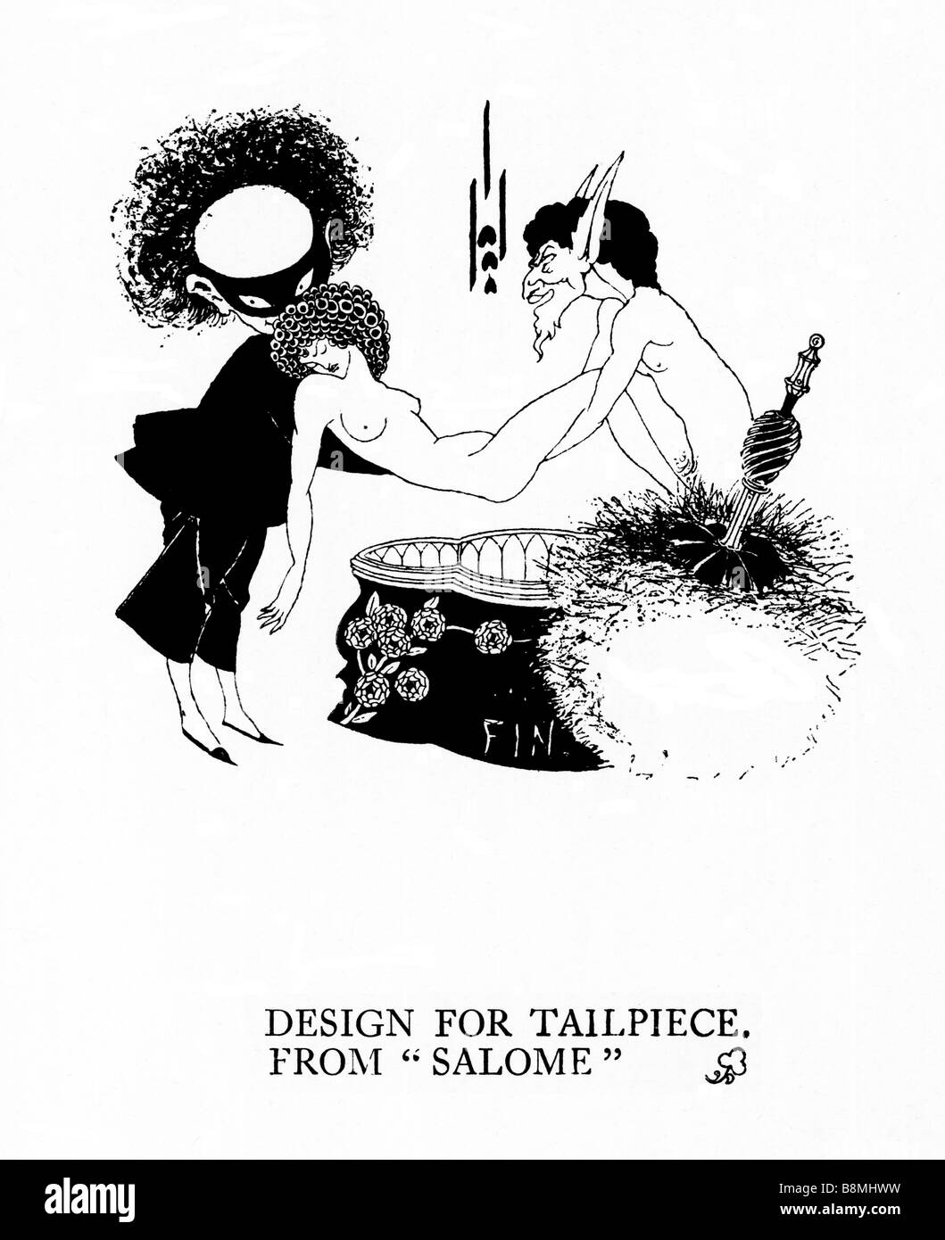 Aubrey Beardsley Salomè pezzo di coda ella è abbassato nella sua bara finale illustrazione dal gioco da Oscar Wilde Foto Stock