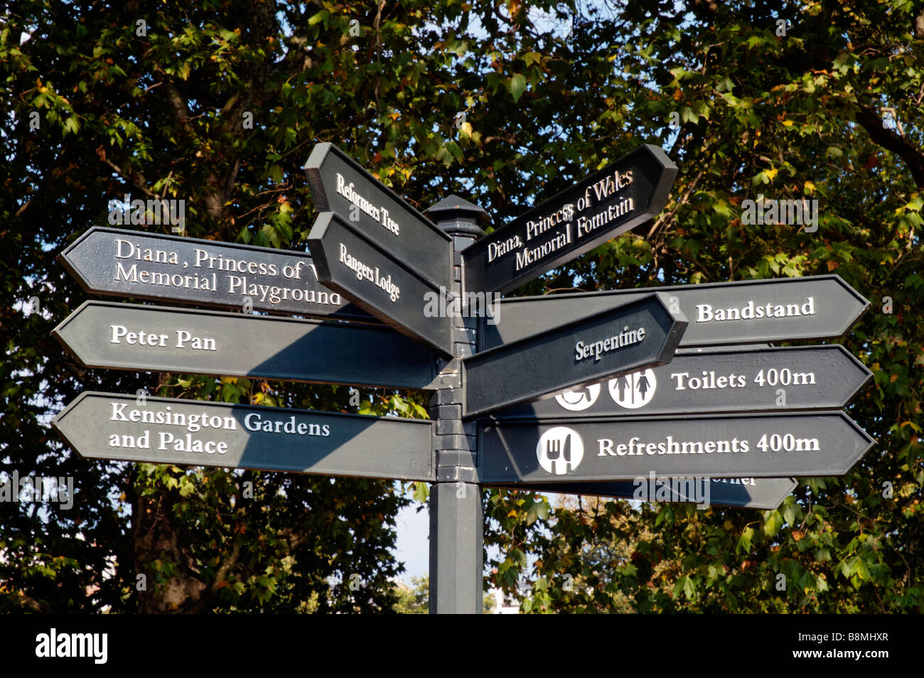 Un segno di Hyde Park Foto Stock