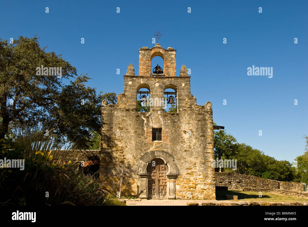 Missione Espada esterno porta anteriore del campanile di San Antonio Tx Texas Missions National Historical Park san antonio tx Foto Stock