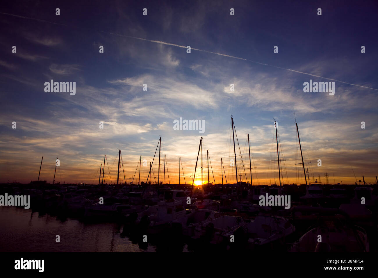 Tramonto marino a Fos sur mer, 13 Bouche du Rhone, Francia Foto Stock