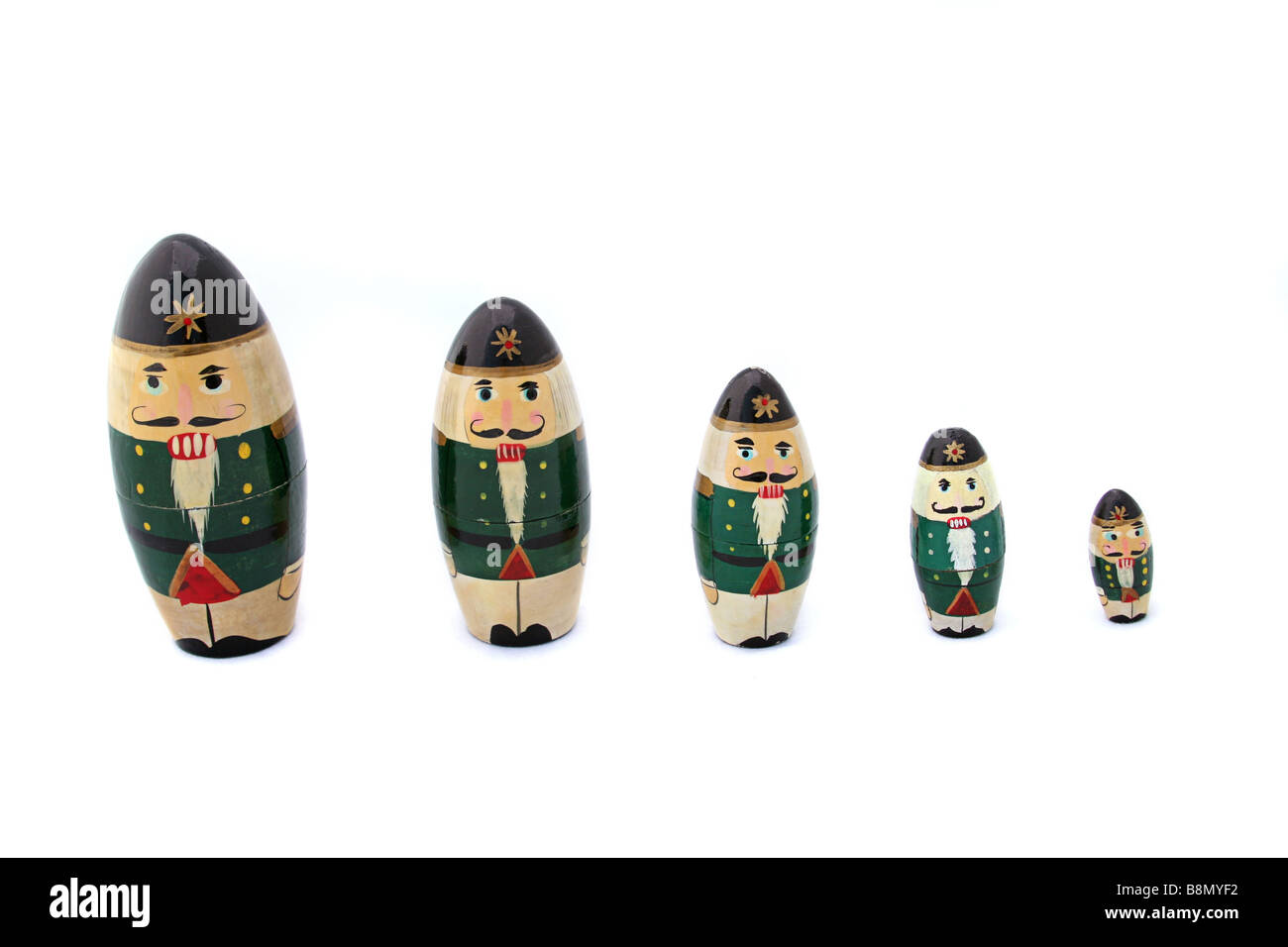 Decorazione di natale - russo bambole di nidificazione nella progettazione dello schiaccianoci Foto Stock