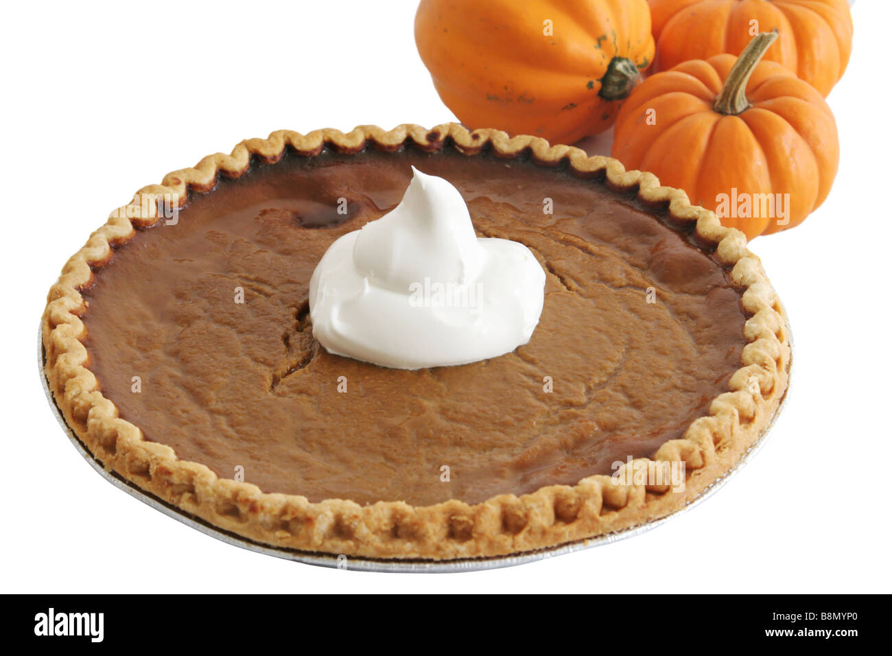Vacanze torta pumpkind su sfondo bianco Foto Stock