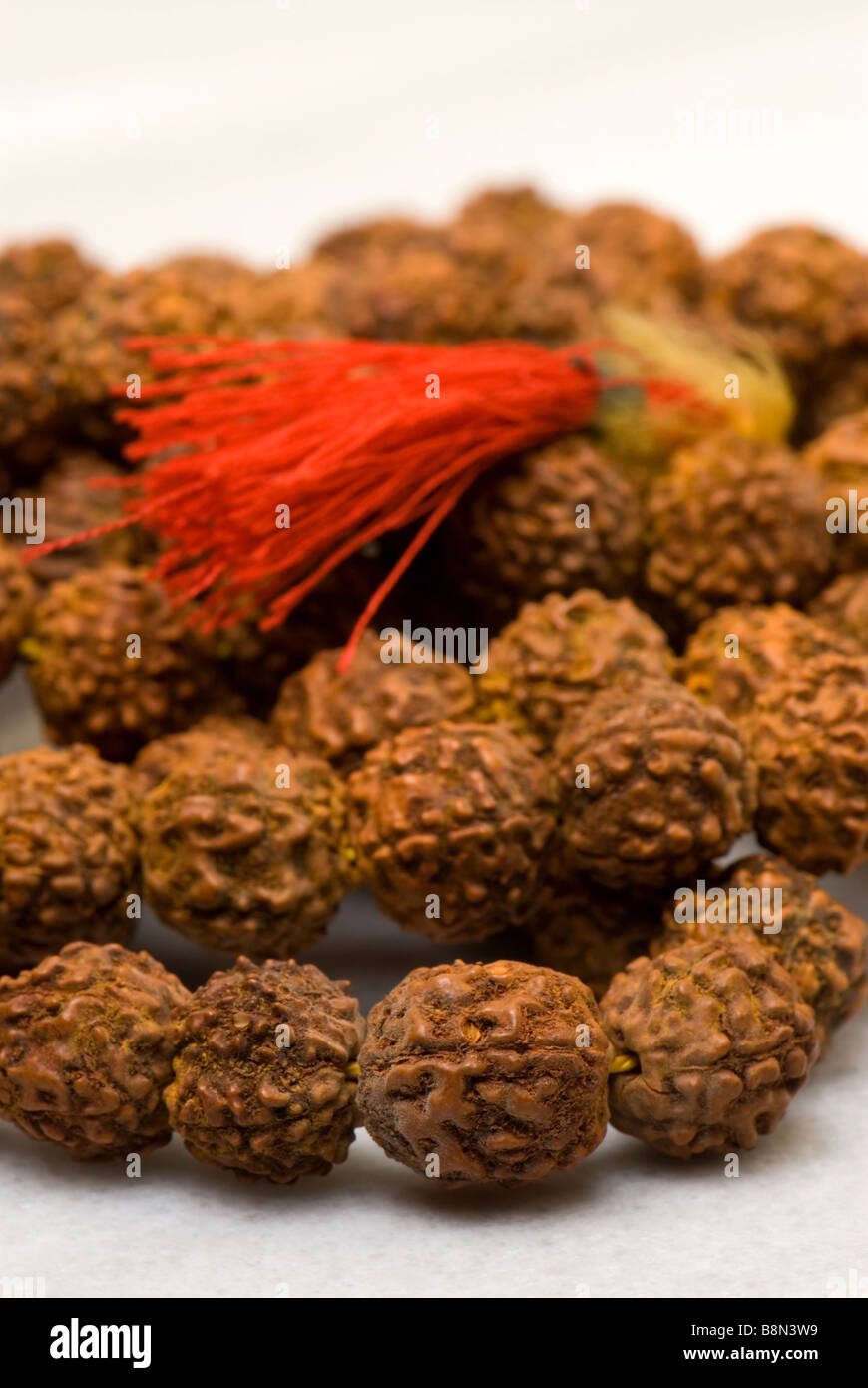 Buddisti Japa mala fatta di pietre di frutta Foto Stock