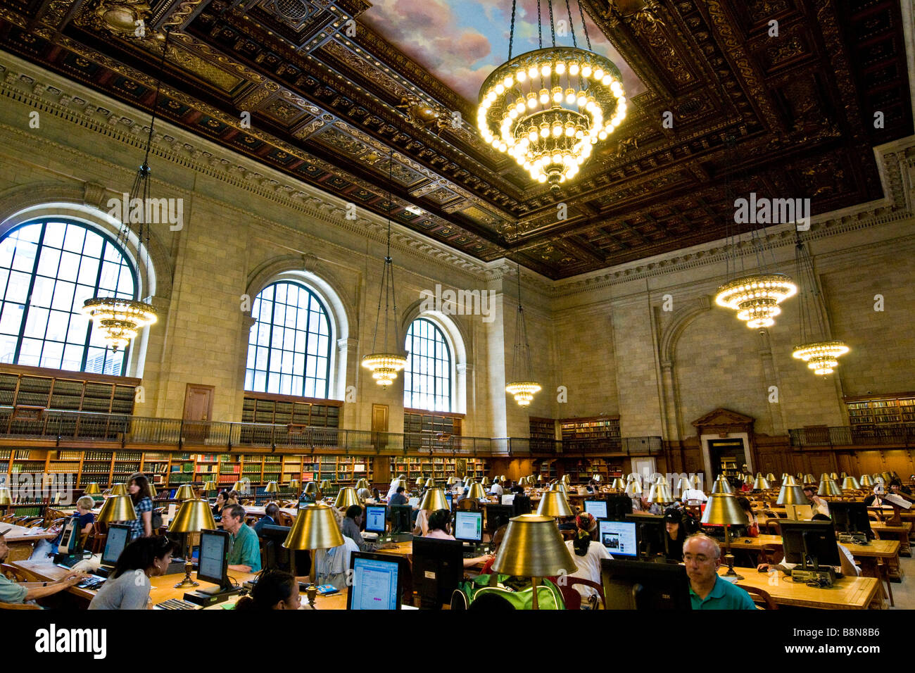 La Rosa Sala di lettura principale presso la biblioteca pubblica di New York Foto Stock