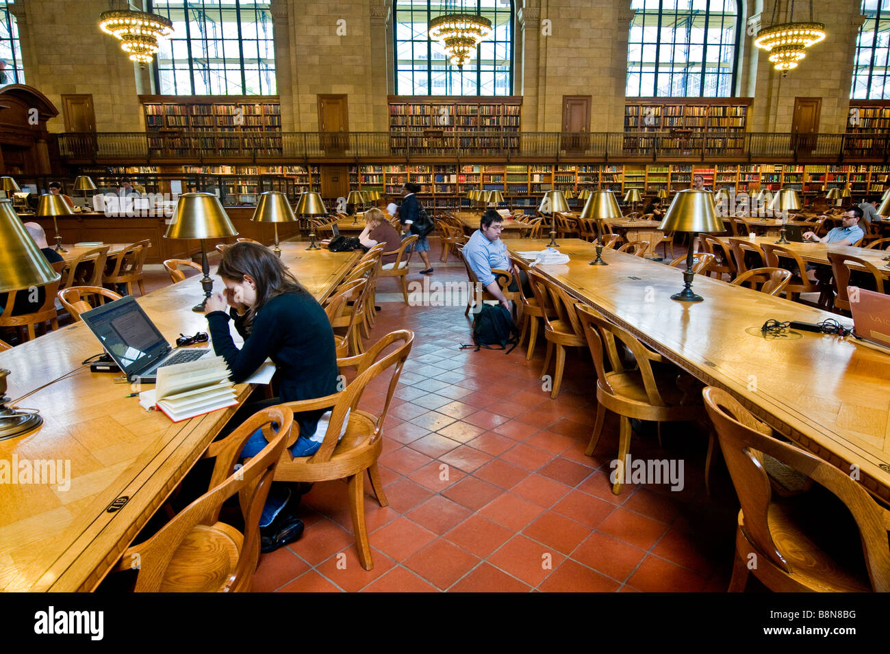 La Rosa Sala di lettura principale presso la biblioteca pubblica di New York Foto Stock