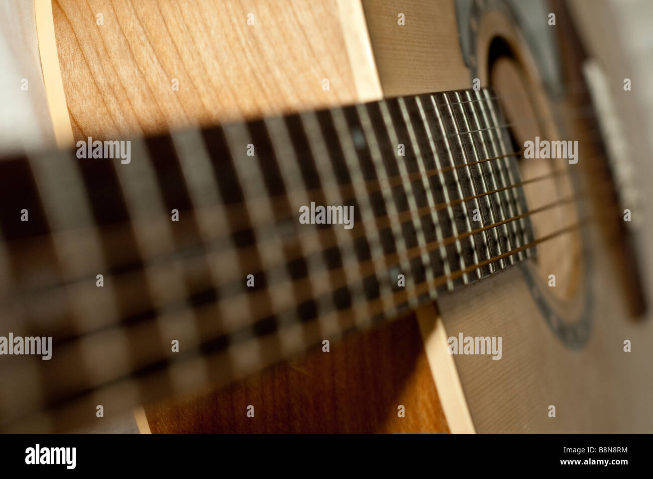 Un closse di chitarra e stringhe Foto Stock