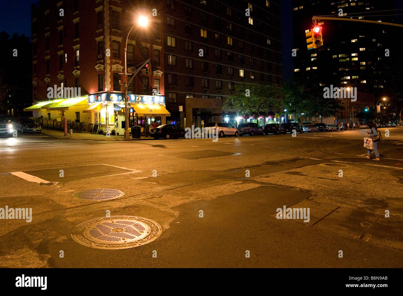Scena di strada di 93street di notte Foto Stock