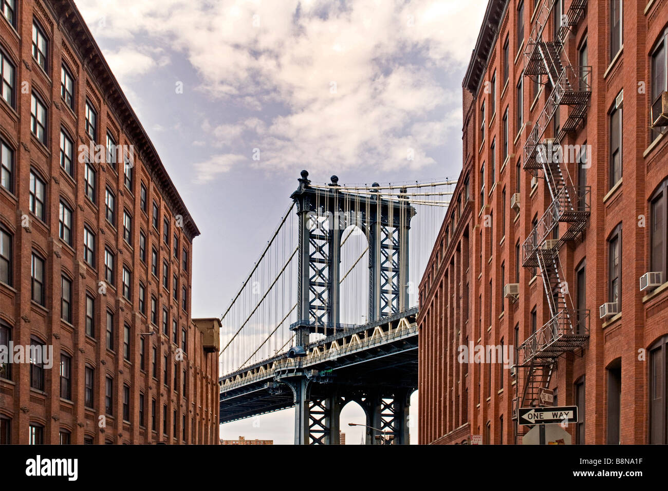 Ponte di Brooklyn, Manhattan Foto Stock
