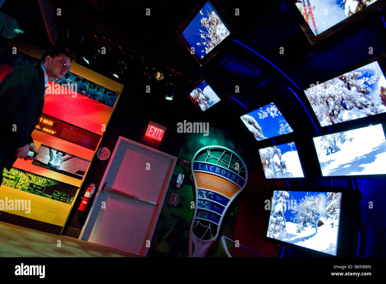 Mostra dotato di un display elettronico, museo dello sport d'America Foto Stock