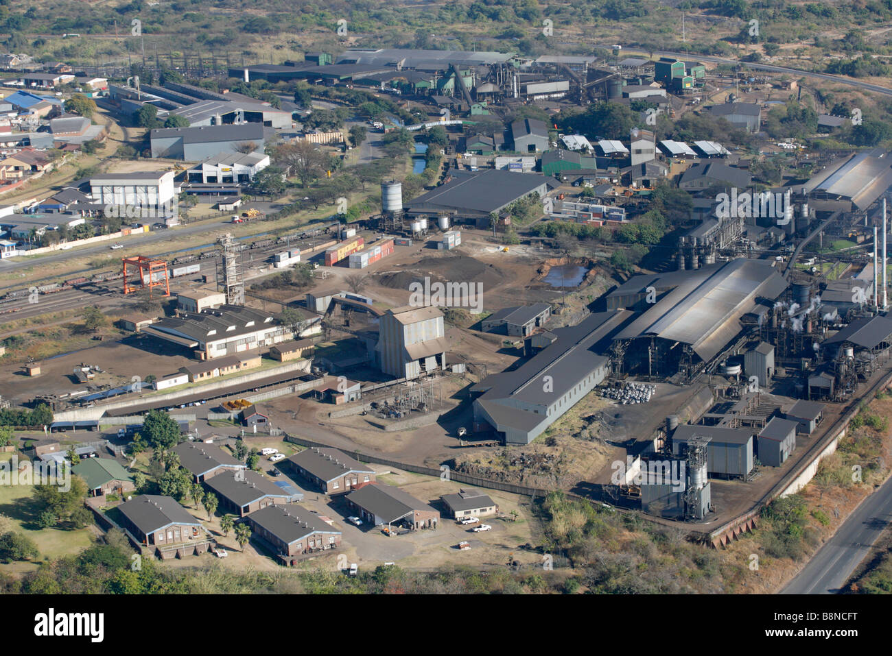 Vista aerea di una zona industriale alla periferia di Nelspruit Foto Stock