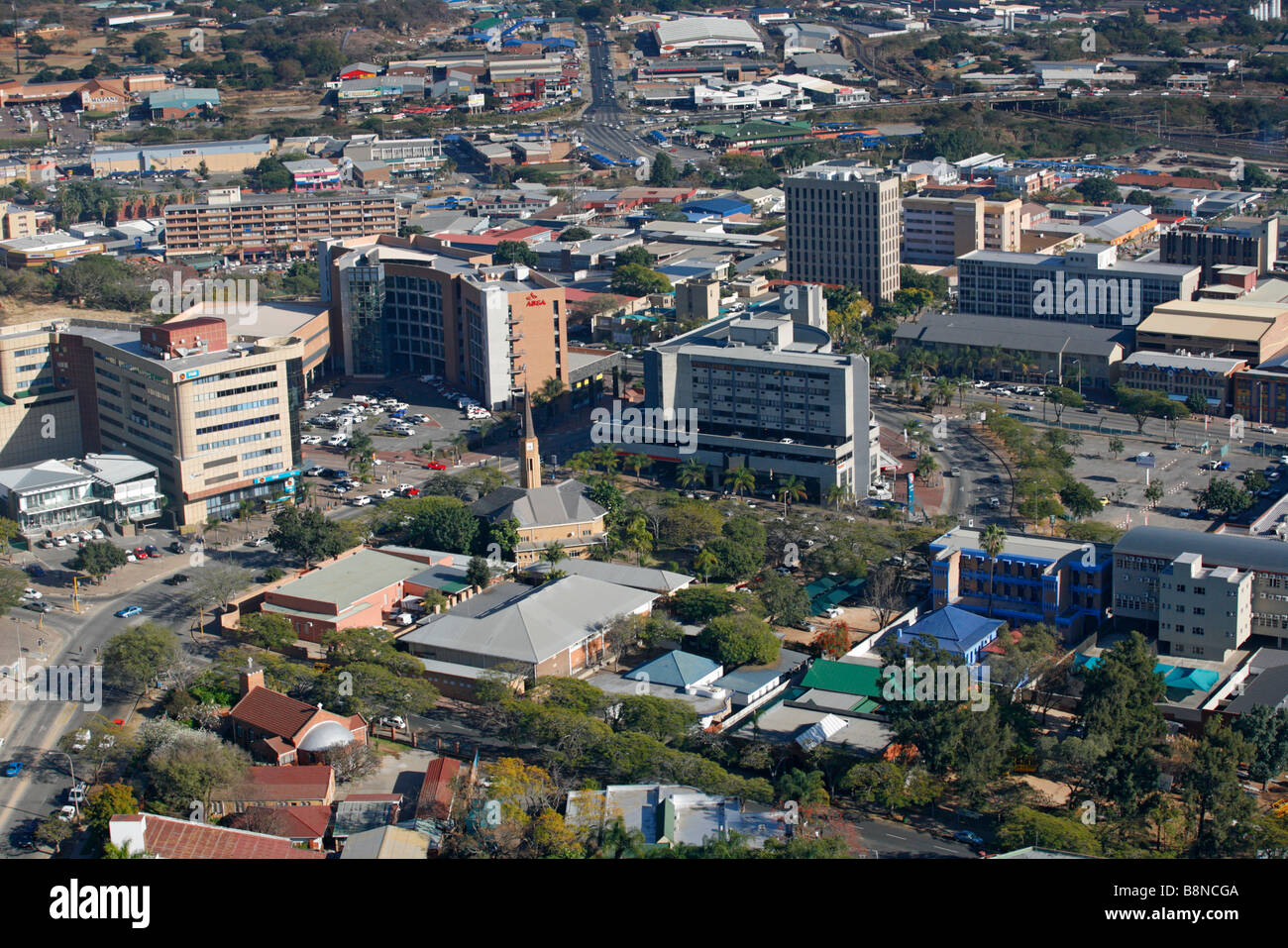 Una veduta aerea di Nelspruit centro città Foto Stock