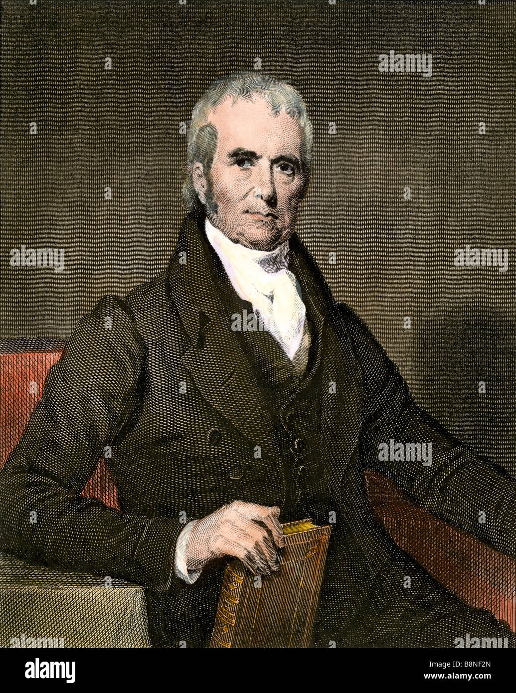 Chief Justice John Marshall. Colorate a mano incisione in acciaio Foto Stock
