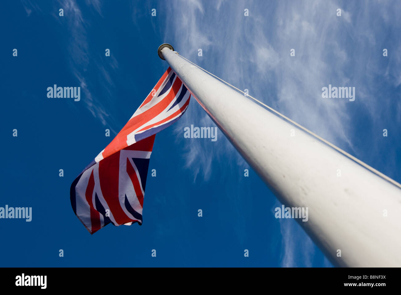 Bandiera del Regno Unito su un palo Foto Stock
