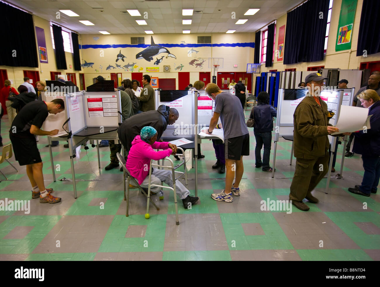 WASHINGTON DC USA persone voto su elezioni presidenziali il giorno 4 novembre 2008 Foto Stock