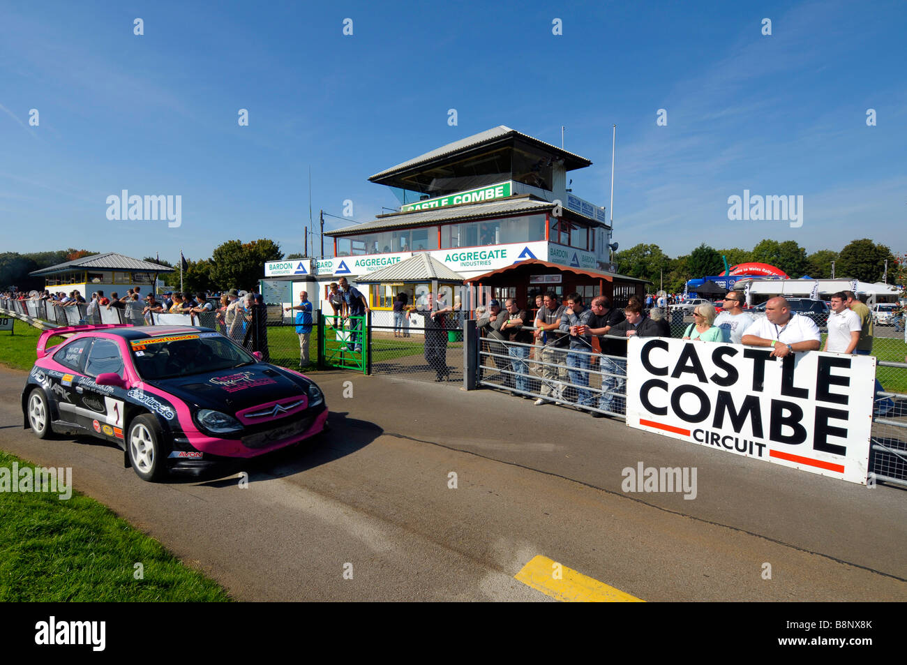 Castle Combe racing circuito nel Wiltshire, Inghilterra, Regno Unito Foto Stock