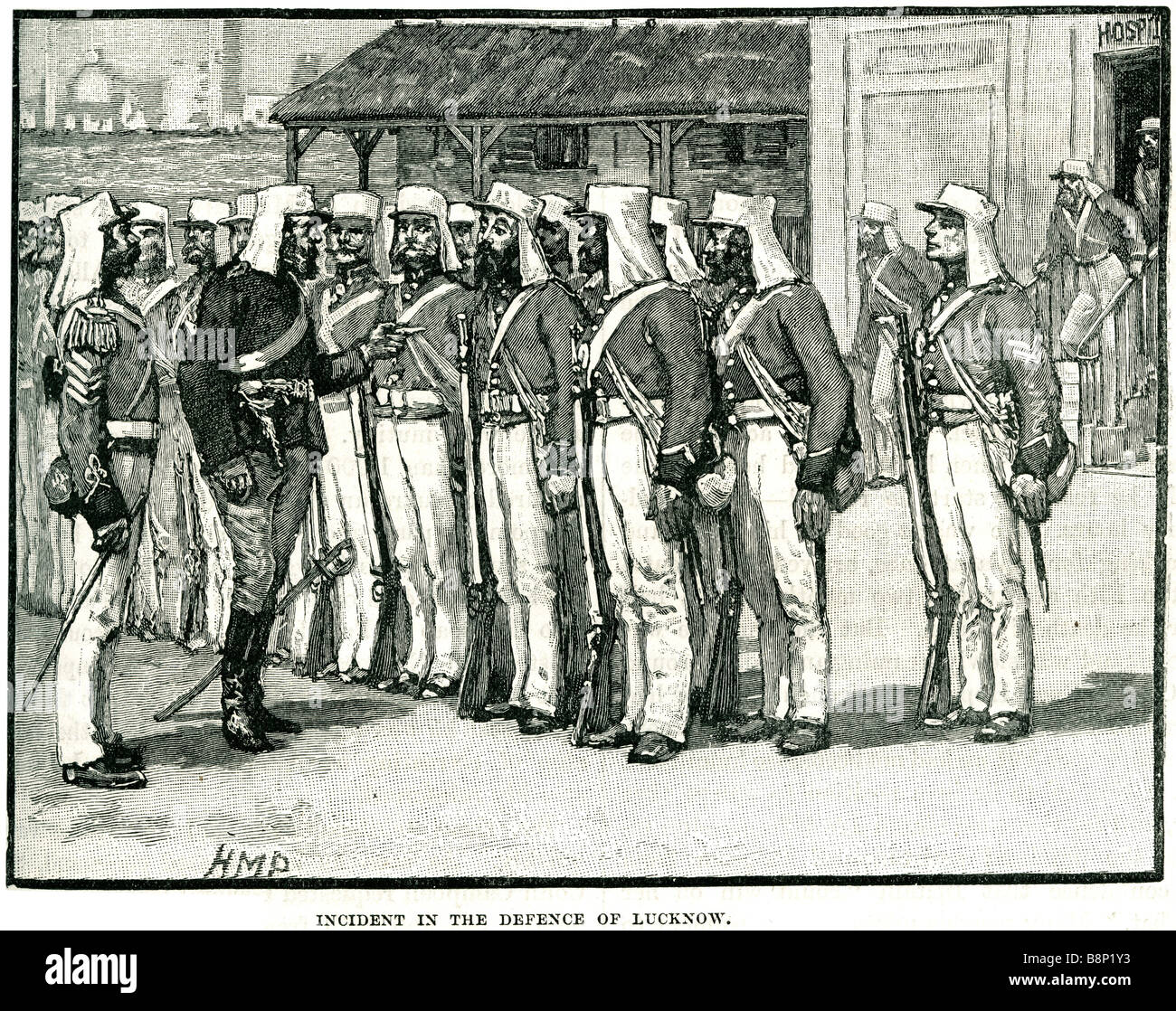 Difesa incidente assedio di Lucknow ribellione indiana del 1857 Guerra indipendenza Mutiny Foto Stock