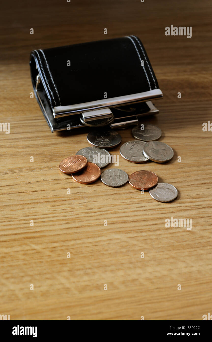 Portamonete con american monete Foto Stock