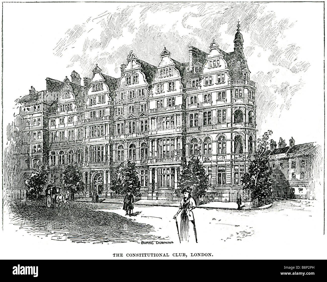 Club costituzionale Londra gentlemen's club neogotico vittoriano cotto Foto Stock