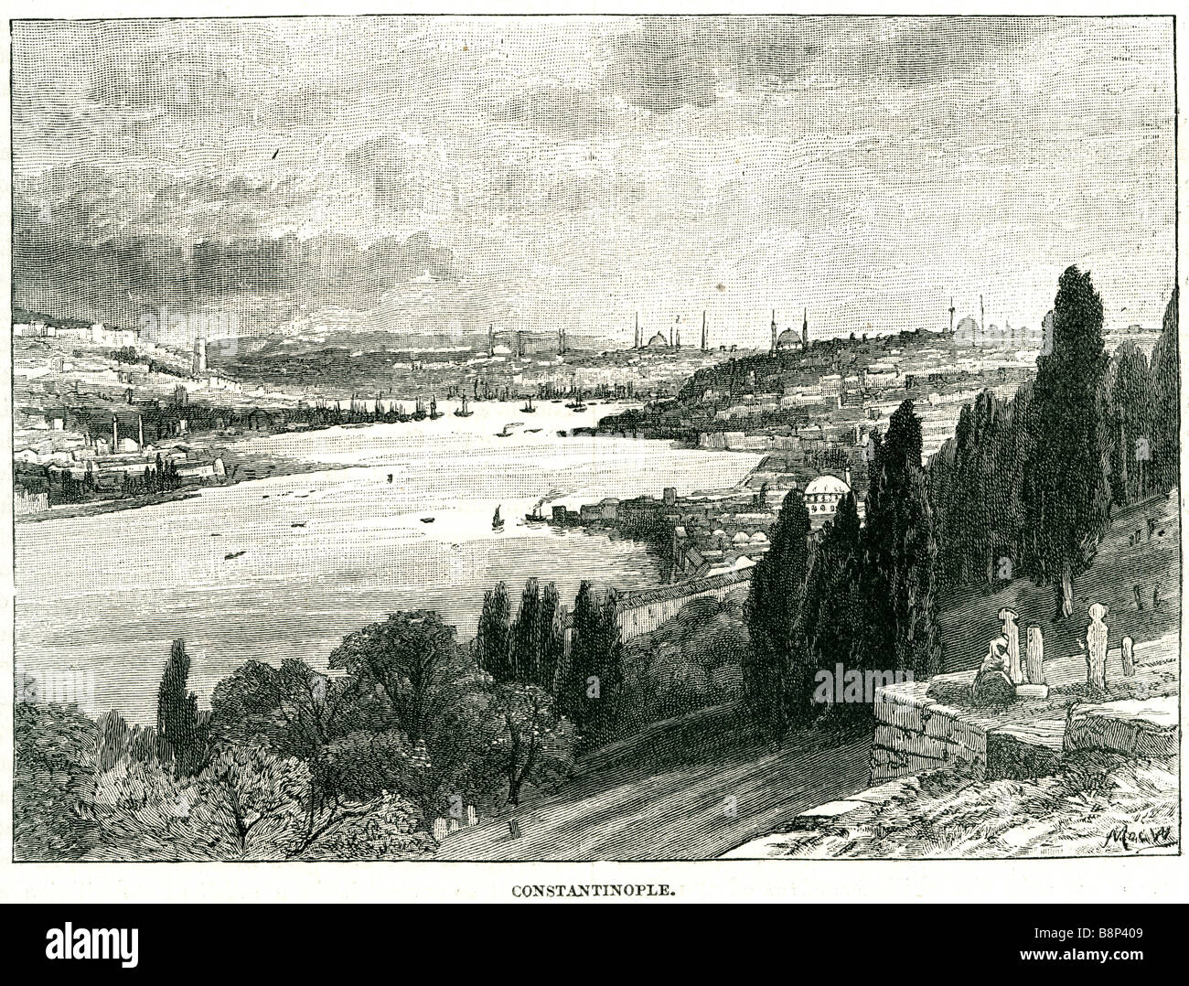 Costantinopoli 1853 Bisanzio city Europe Asia Mar Nero Foto Stock