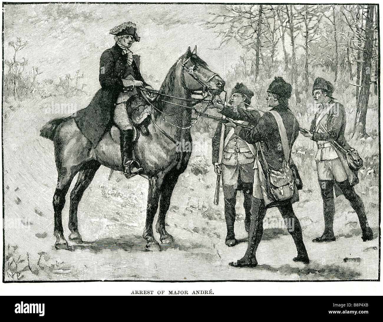 Arrestare il Maggiore John André 2 Maggio 1750 - 2 ottobre 1780 ufficiale dell'esercito britannico impiccato spy guerra rivoluzionaria americana Foto Stock