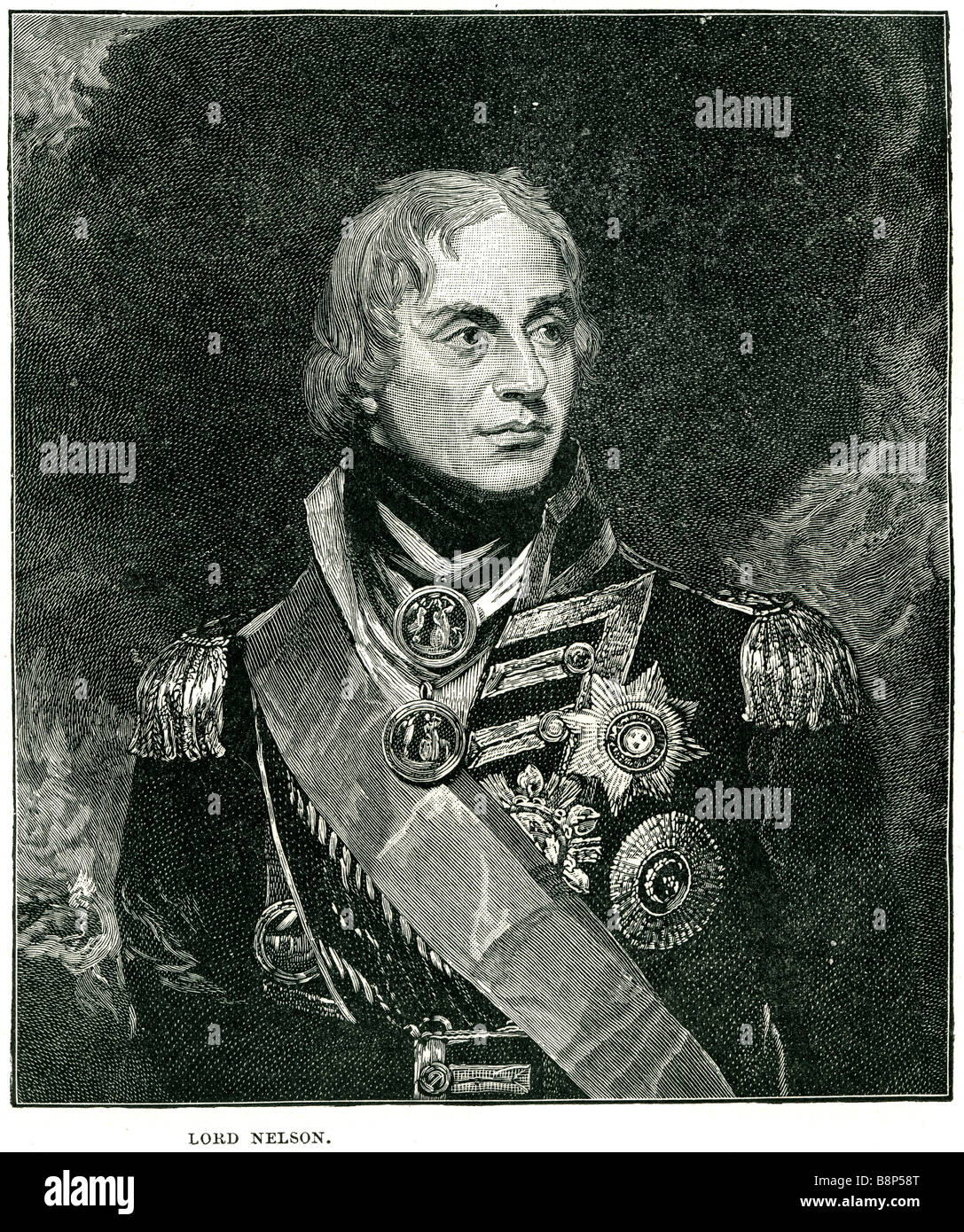 Vice ammiraglio Horatio Nelson primo Visconte primo duca di Bronté KB 29 Settembre 1758 21 ottobre 1805 bandiera britannica guerra officer Foto Stock