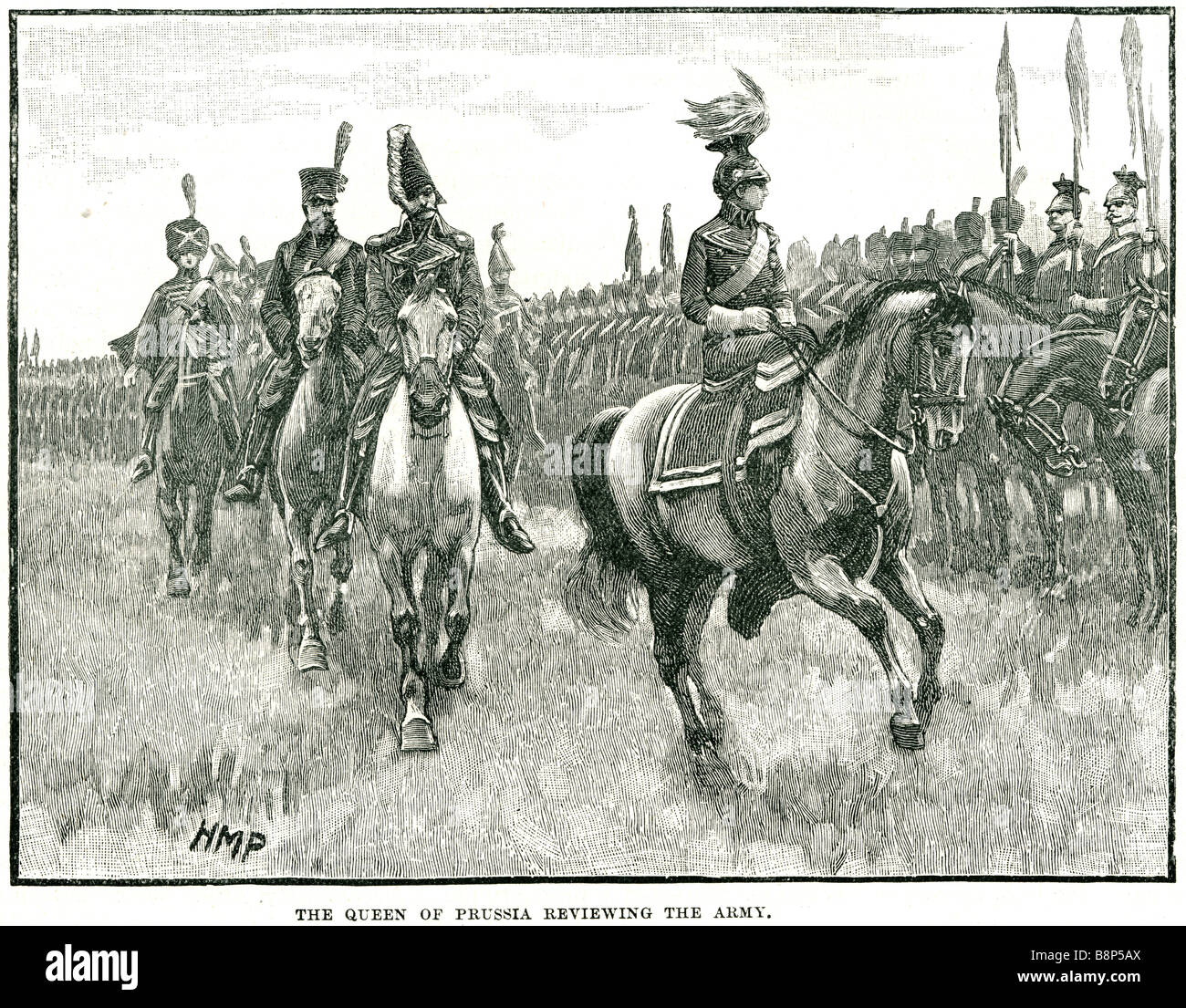 Regina di prussia rivedendo l'esercito Luise Auguste Wilhelmine Amalie 1776 1810 Foto Stock