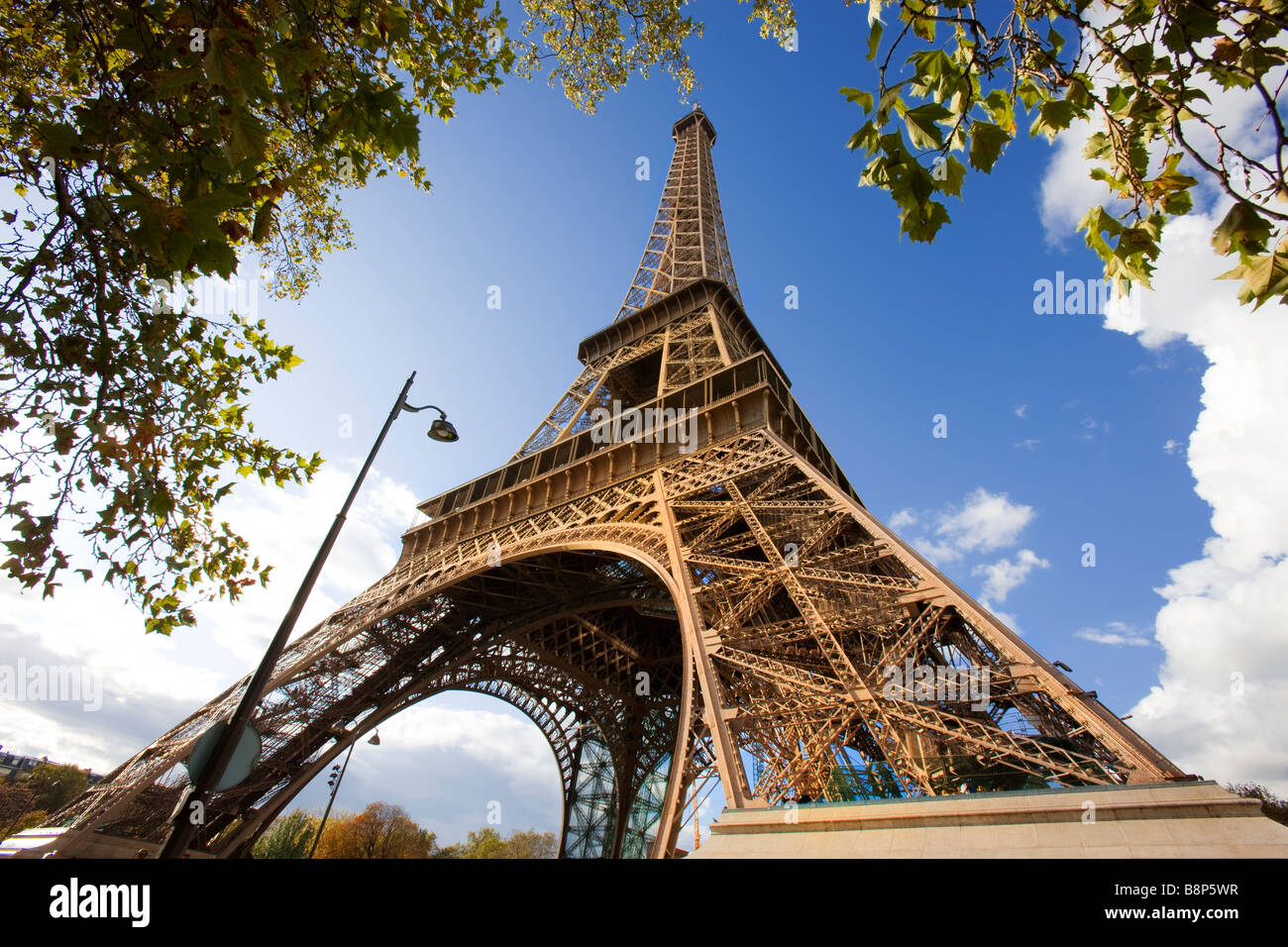 Torre Eiffel circondato da alberi autunnali Parigi Francia Foto Stock