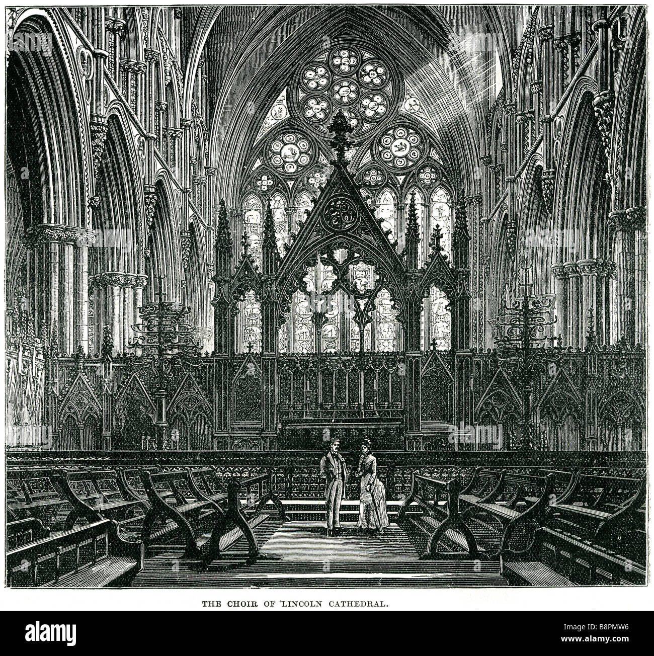Il coro presso la Cattedrale di Lincoln Lincoln Cathedral (nel pieno della chiesa cattedrale della Beata Vergine Maria di Lincoln, o sometim Foto Stock
