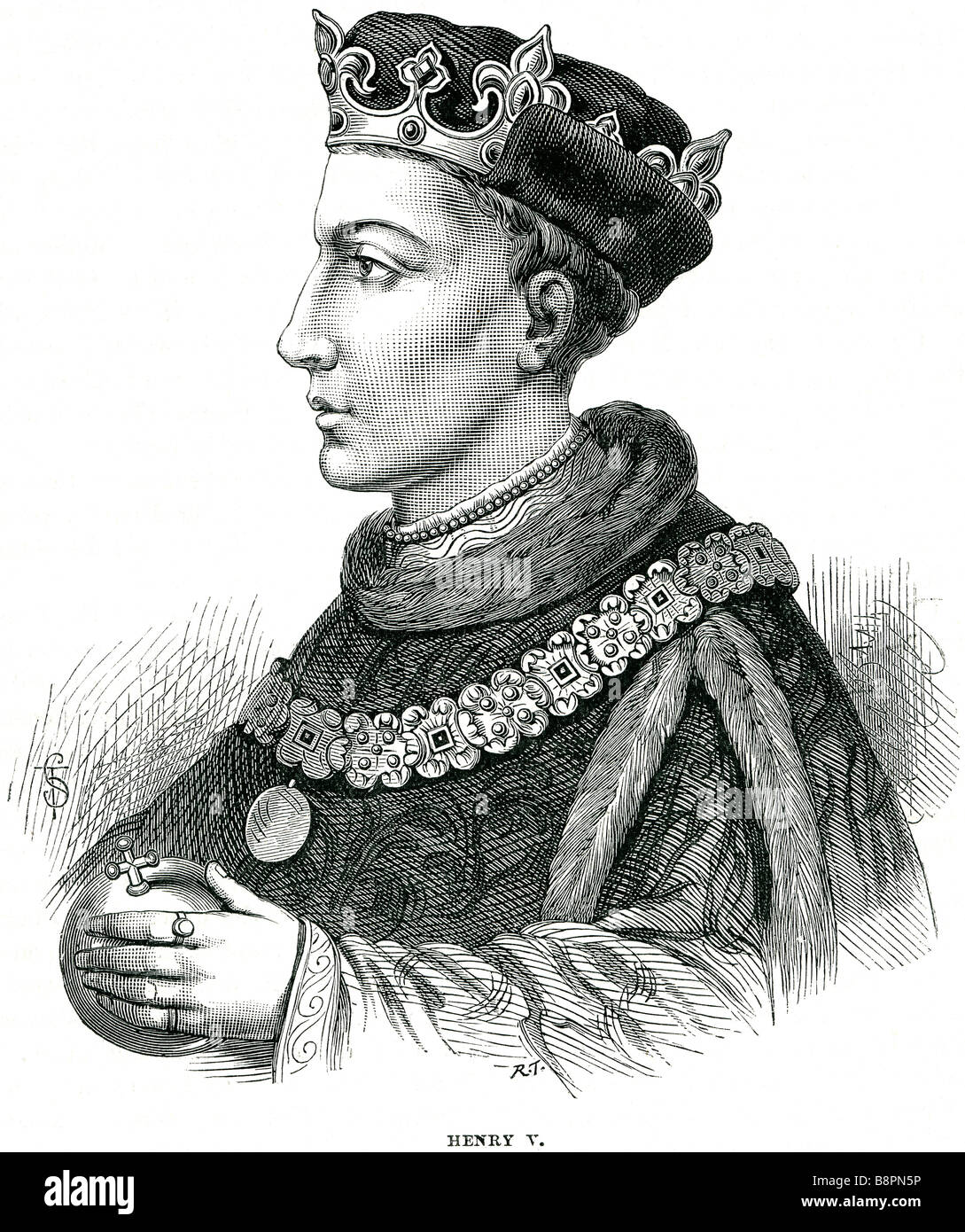 Enrico V (9 agosto 1387 - 31 agosto 1422) era uno dei più significativi in inglese re guerriero del XV secolo. Egli era nato Foto Stock