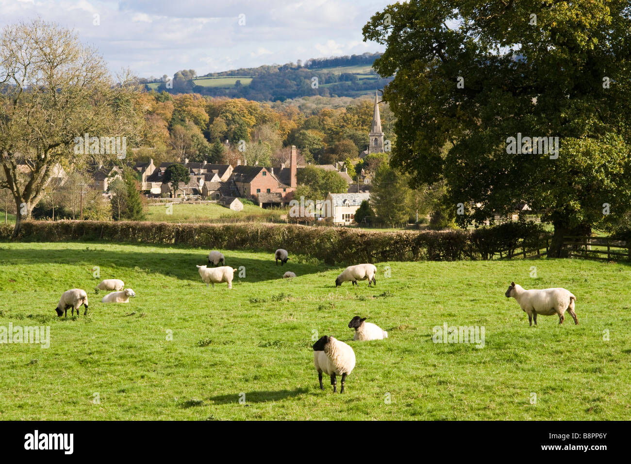 Autunno a Cotswolds a Lower Slaughter, Gloucestershire Foto Stock