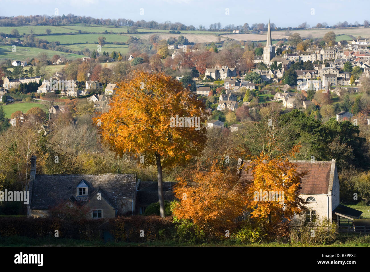 Autunno in Cotswolds a Painswick, Gloucestershire Foto Stock