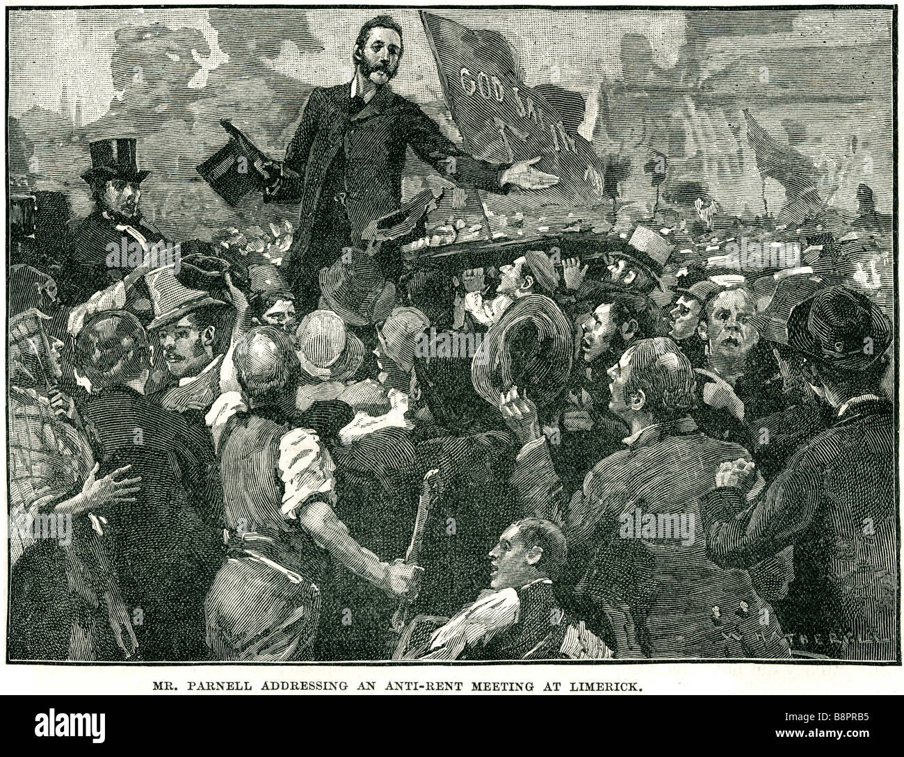 Signor Charles Stewart Parnell anti indirizzamento affittare sale riunioni limerick 1879 Protestante Irlandese proprietario terriero nazionalista leader politici Foto Stock