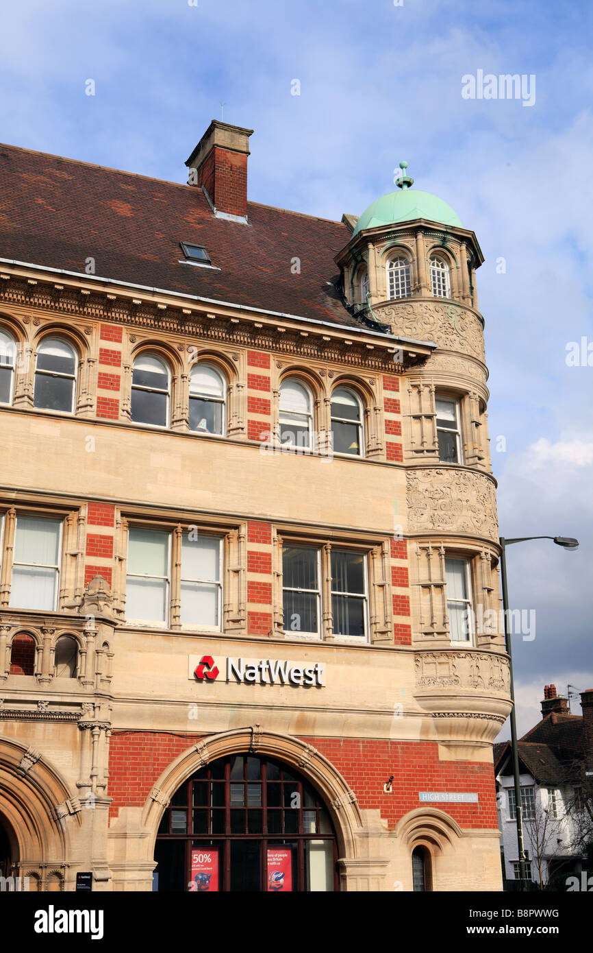 Regno Unito South West London Wimbledon Village la natwest bank in strada alta. Foto Stock