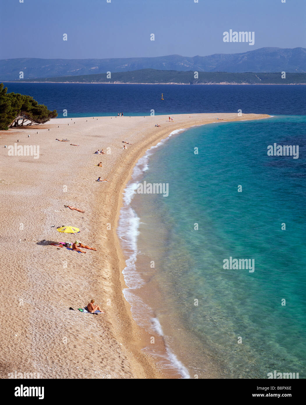 Spiaggia Zlatni Rat Vicino A Bol Isola Di Brac Croazia