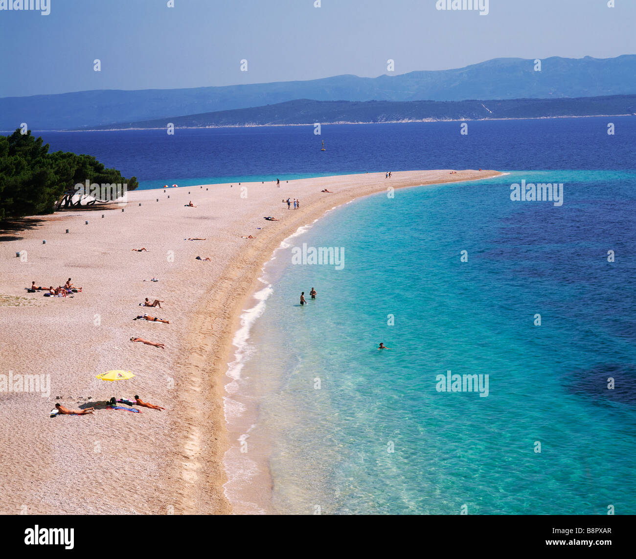 Spiaggia Zlatni Rat Vicino A Bol Isola Di Brac Croazia