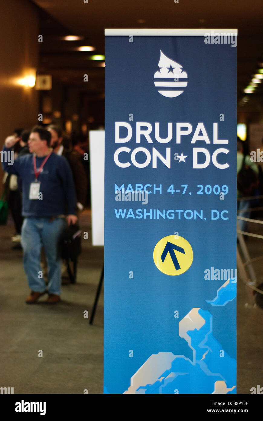 Banner del 2009 Drupalcon a Washington DC nel Washington Conference Center Foto Stock