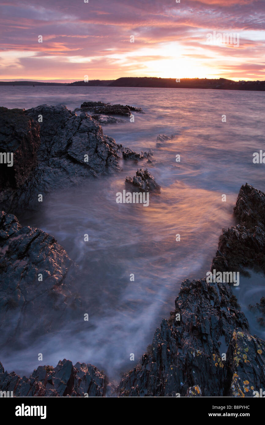 Roches Point al tramonto Foto Stock