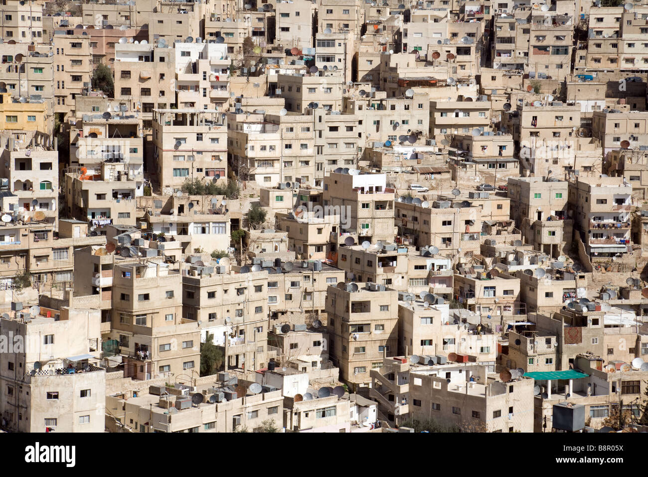 Edifici nella vasta città di Amman visto dalla cittadella, Amman Giordania, Medio Oriente Foto Stock