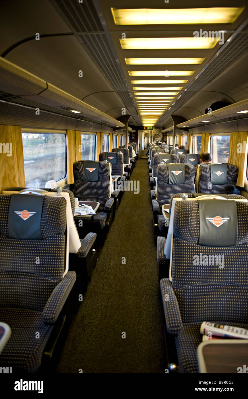 Interno di una Grand Central Railway first class Mark 3 carrello HST Foto Stock