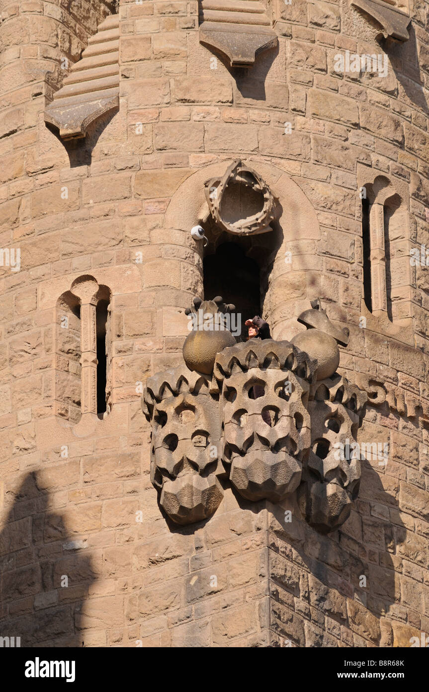 Balcone. Temple Expiatori de la Sagrada Família aka "agrada Familia". Barcellona. Spagna Foto Stock