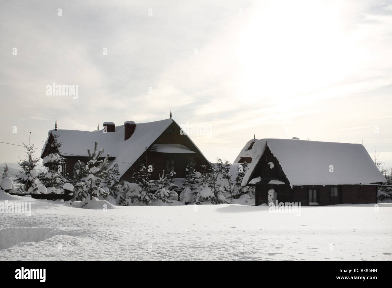 Villaggio di inverno Foto Stock