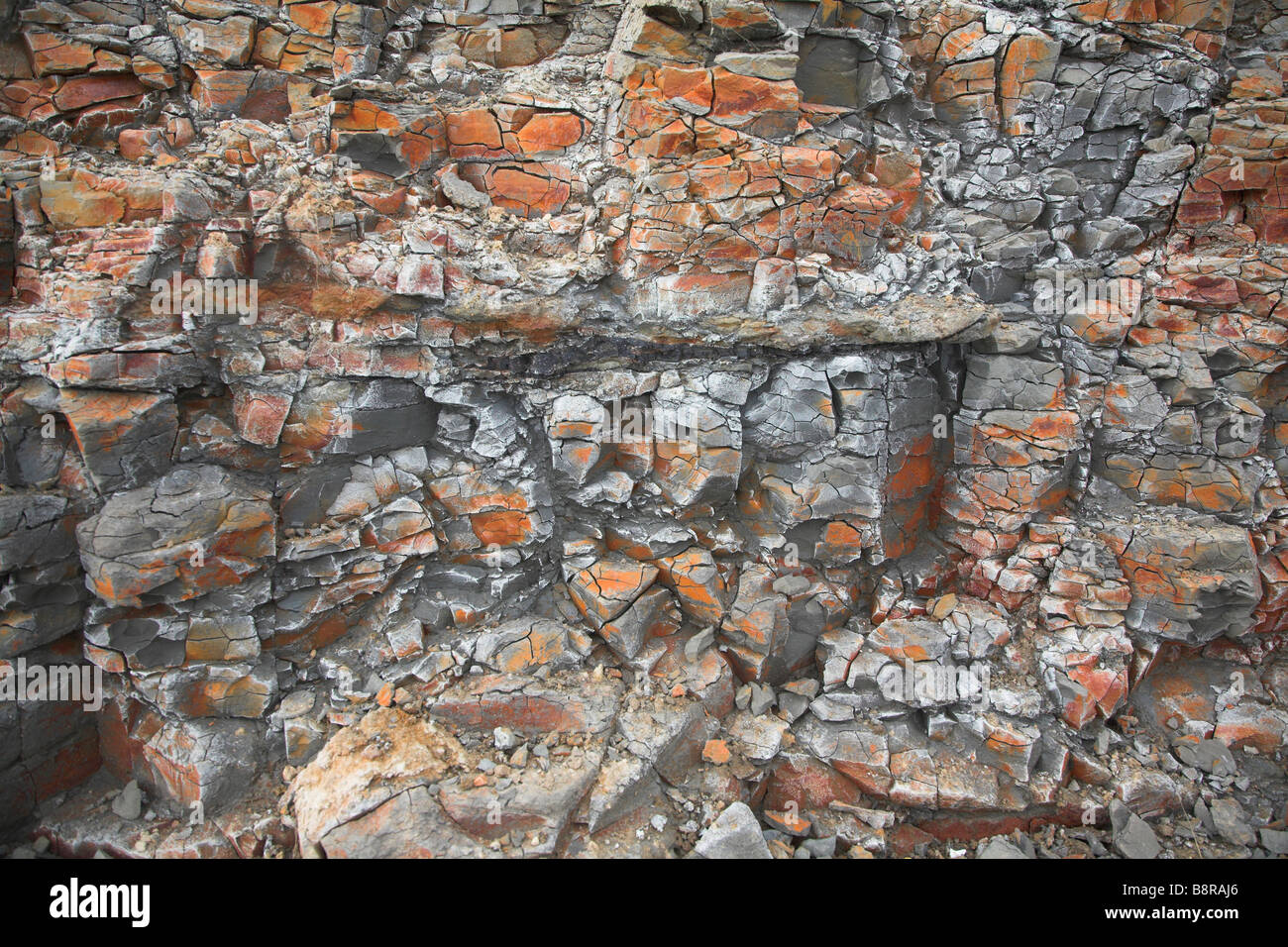 Erosione costiera e gestione East Lane Bawdsey Suffolk Inghilterra Close up di Londra di strati di argilla Foto Stock