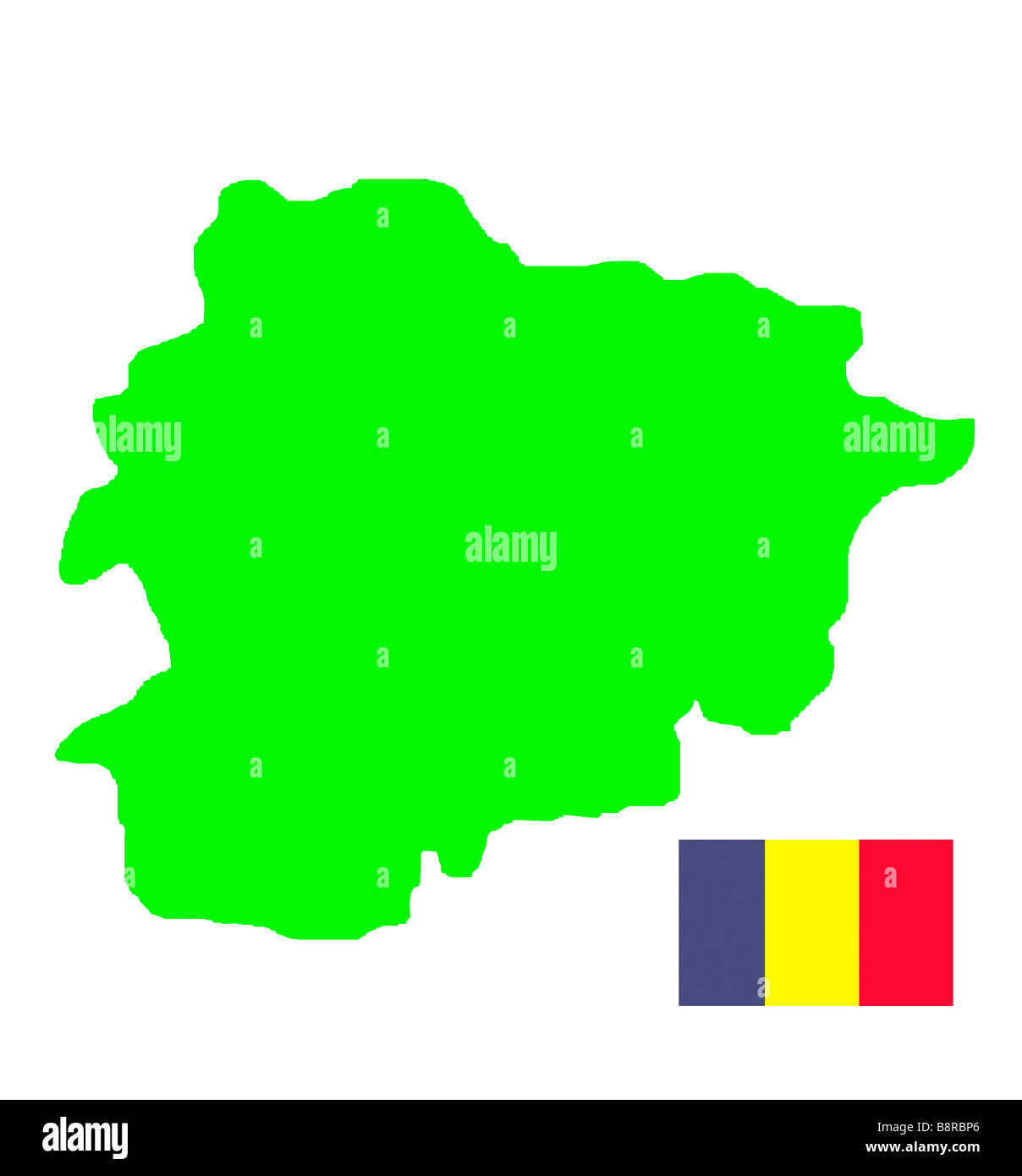 Andorra Mappa outline e bandiera isolato su sfondo bianco con tracciato di ritaglio Foto Stock