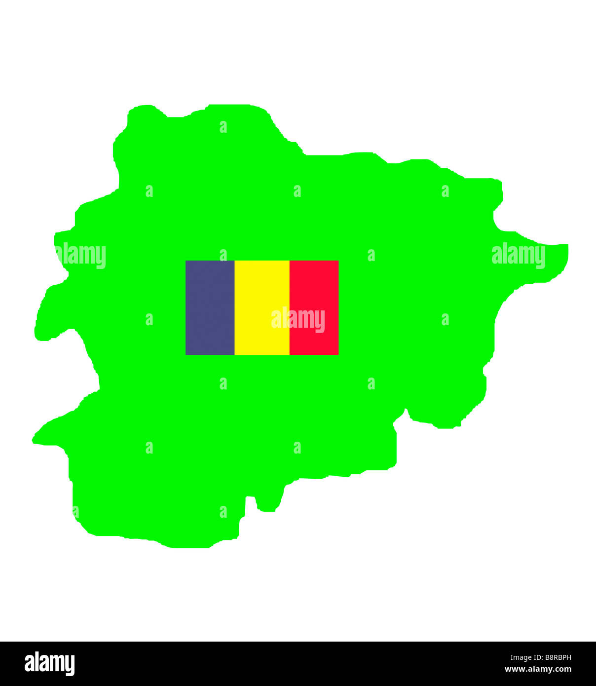 Andorra Mappa outline e bandiera isolato su sfondo bianco con tracciato di ritaglio Foto Stock