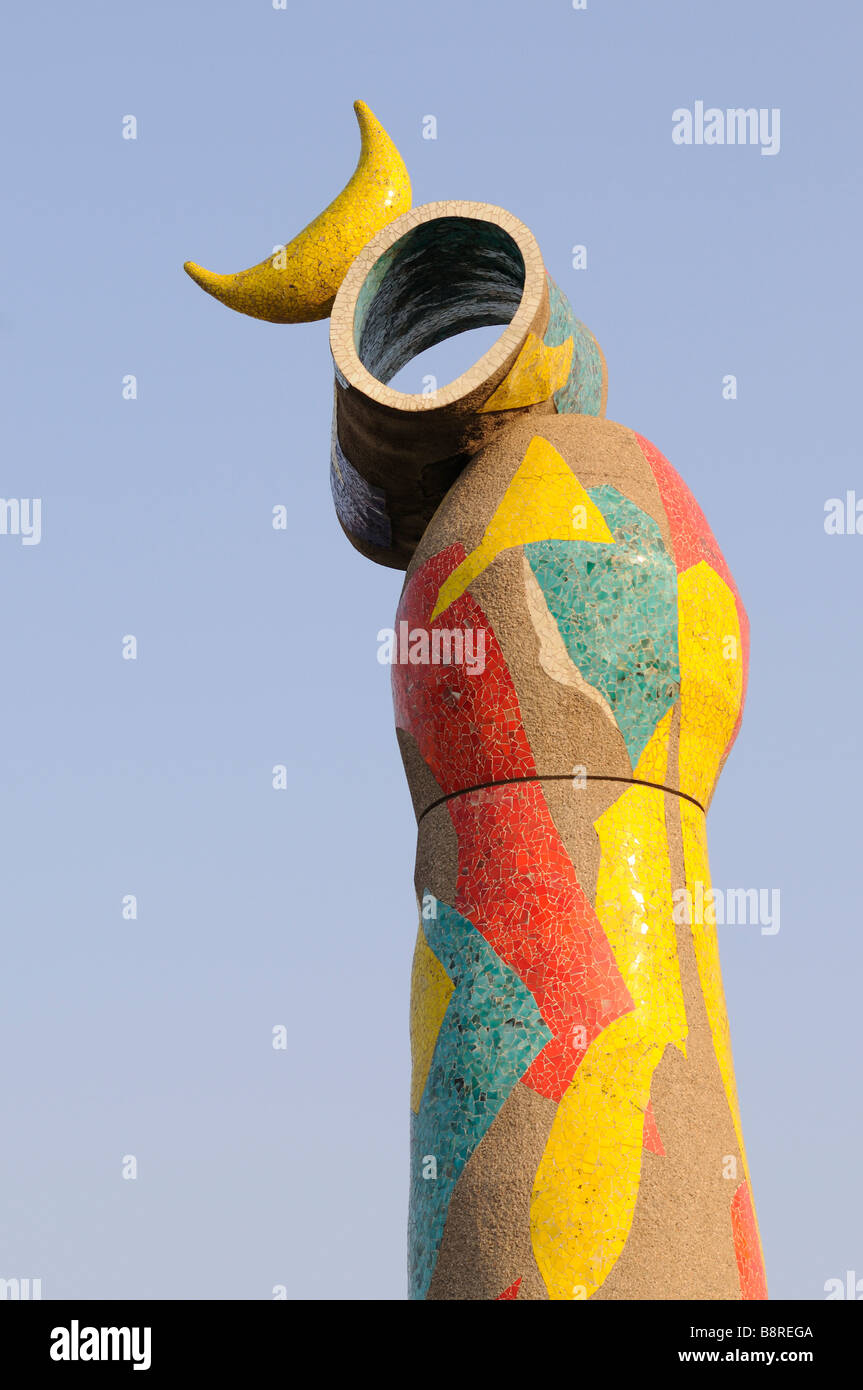 Dona i ocell (donna e uccello), scultura di Joan Miró. Parc Joan Miró (Joan Miro Park). Barcellona. Spagna Foto Stock