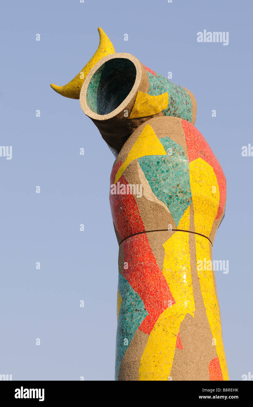 Dona i ocell (donna e uccello), scultura di Joan Miró. Parc Joan Miró (Joan Miro Park). Barcellona. Spagna Foto Stock