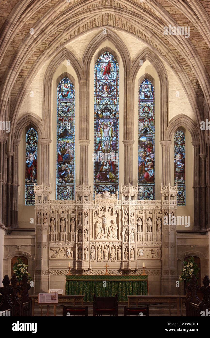 Brecon cattedrale, la Chiesa Parrocchiale di San Giovanni Evangelista, Powys Galles Foto Stock